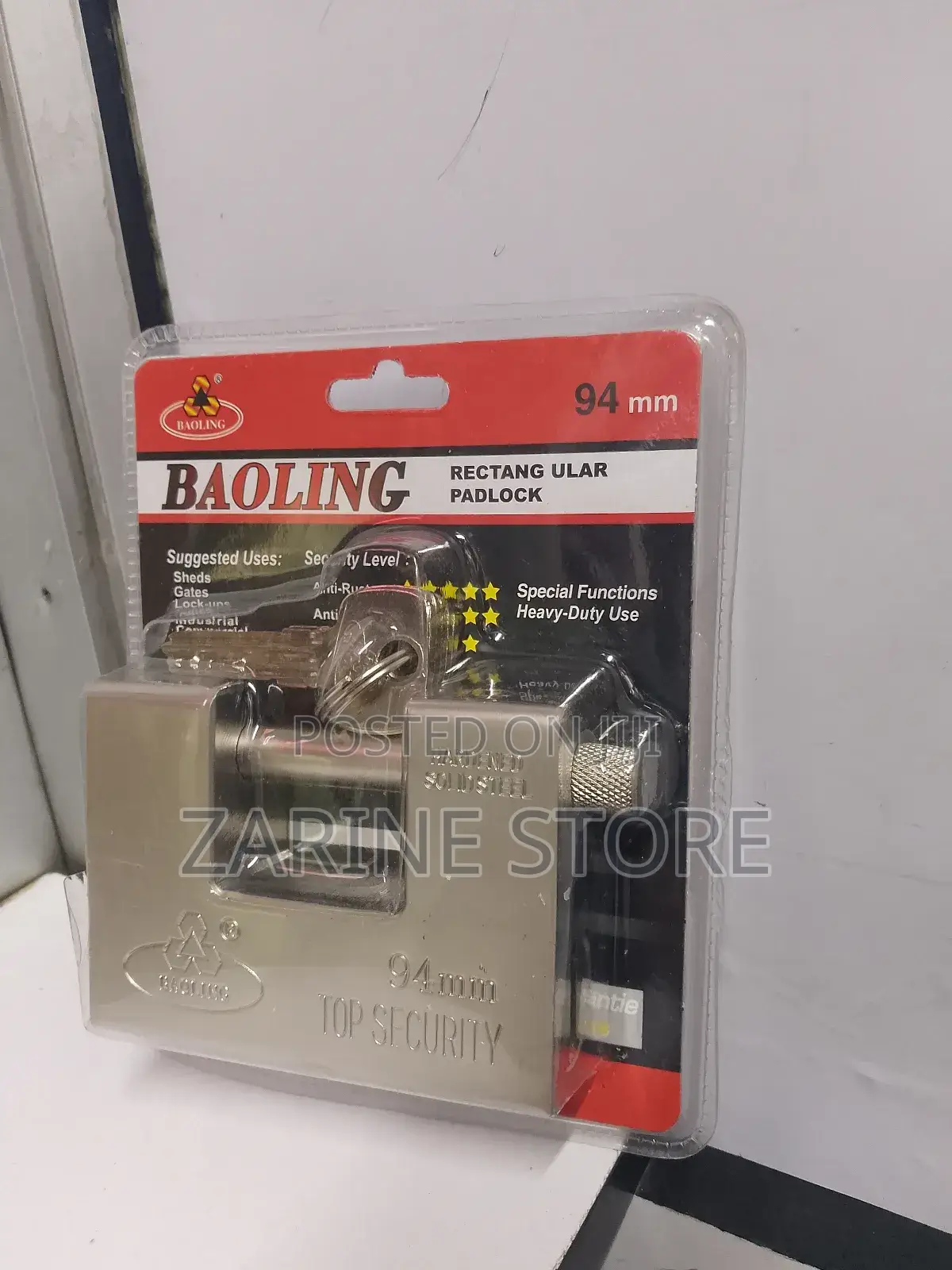 Baoling 94mm Rectangular Padlock Heavy Duty Padlock