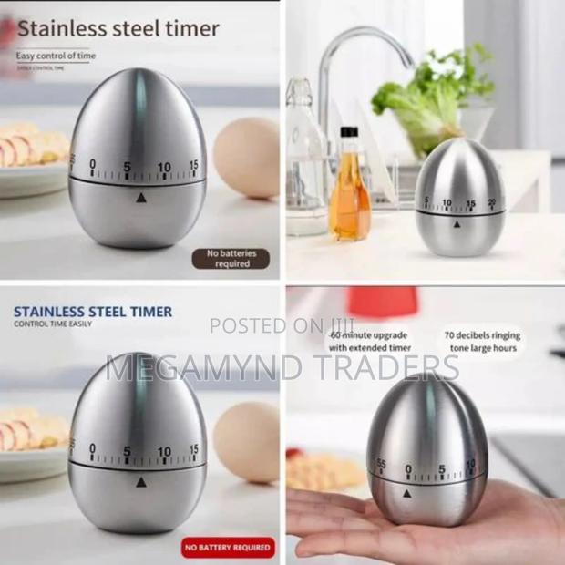 Mechanical Stainless Steel Egg Shape Timer / Kitchen Timer - thumbnail 2
