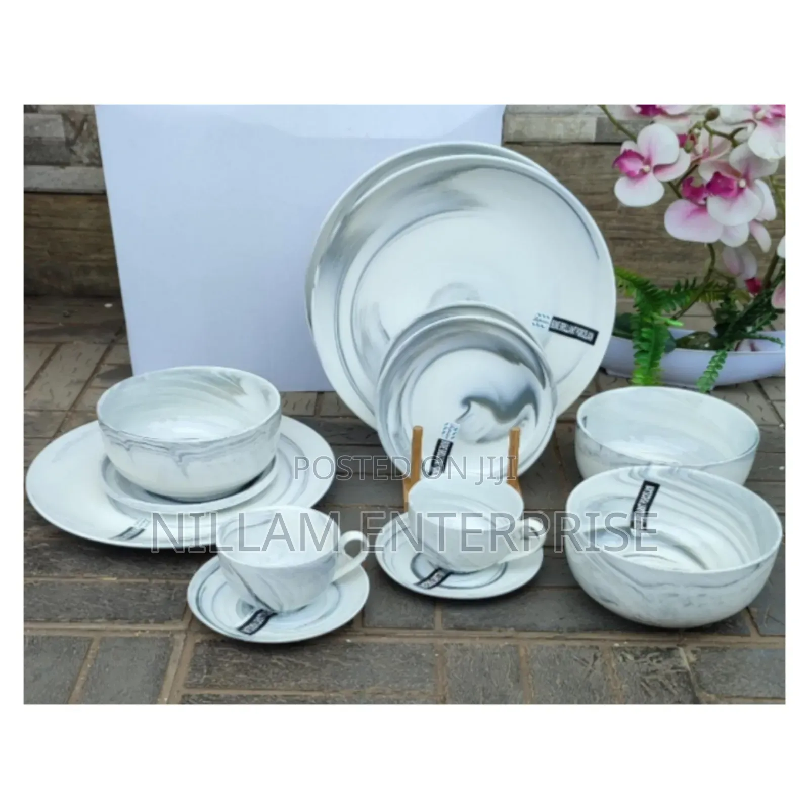 36pcs Grey-Marble Nordic Classy Dinner Set*