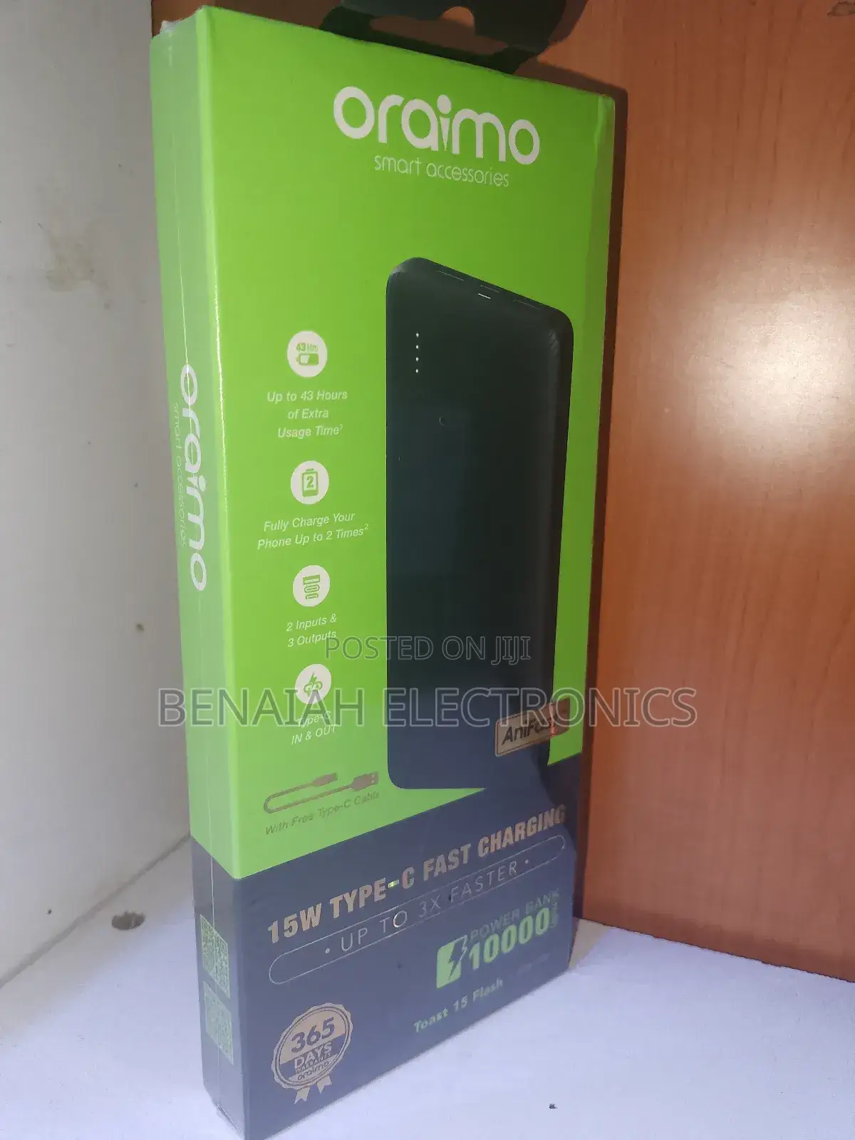 Oraimo Powerbank.10000 Mah,15 Watts, Type C Cable