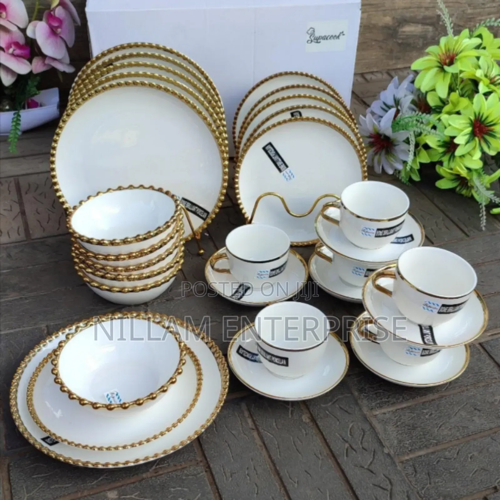 30pcs Nordic Classy Dinner Set With Gold Rim*