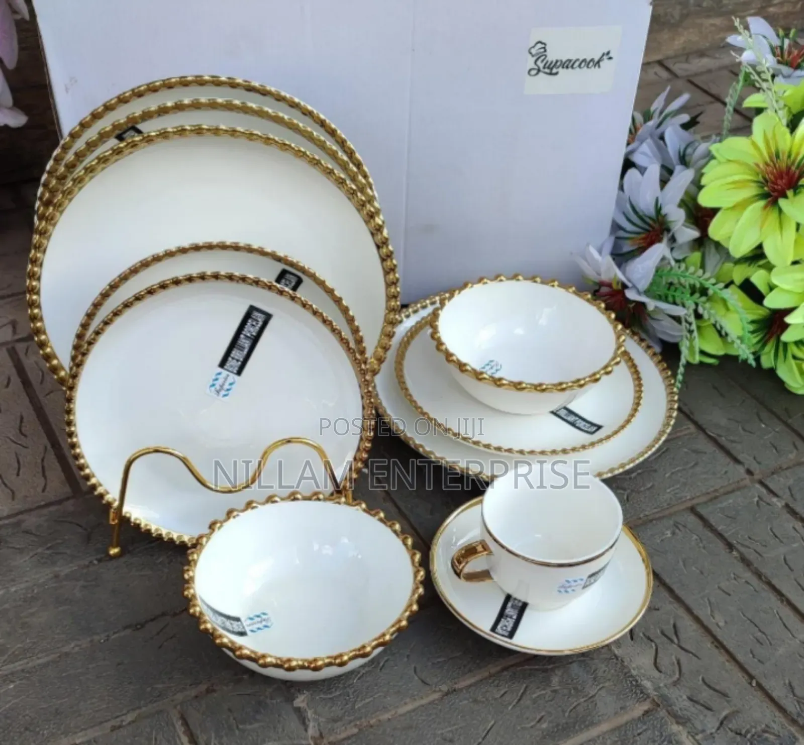 30pcs Nordic Classy Dinner Set With Gold Rim*
