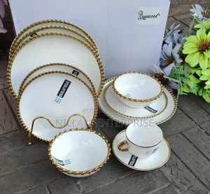 30pcs Nordic Classy Dinner Set With Gold Rim*