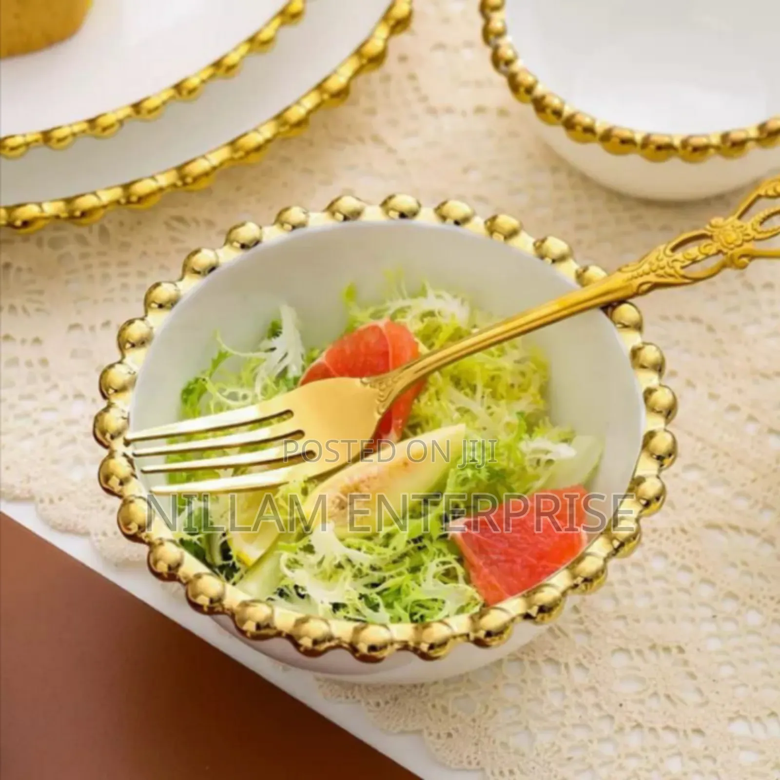 30pcs Nordic Classy Dinner Set With Gold Rim*