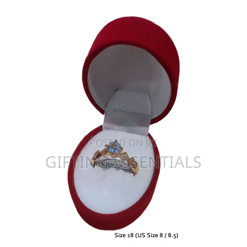 Beautiful Simple Silver Gold Engagement Ring With Box Packaging