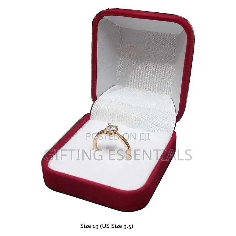 Beautiful Simple Silver Gold Engagement Ring With Box Packaging