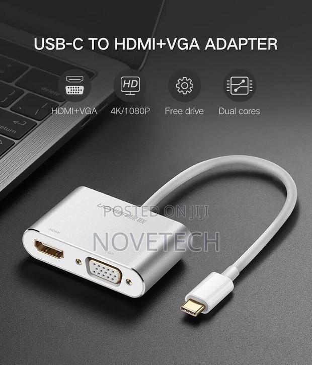 Type C Ugreen Usb-C to Hdmi+Vga Converter With Pd for Laptop