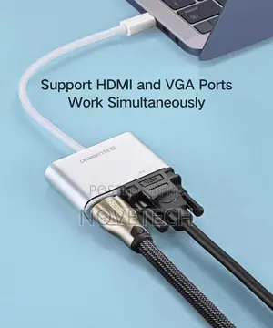 Type C Ugreen Usb-C to Hdmi+Vga Converter With Pd for Laptop