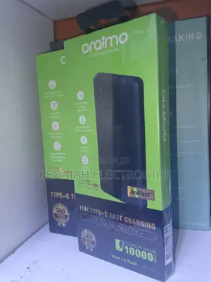New 10000 Mah Oraimo Powerbank.Fast Charge, Type C Black