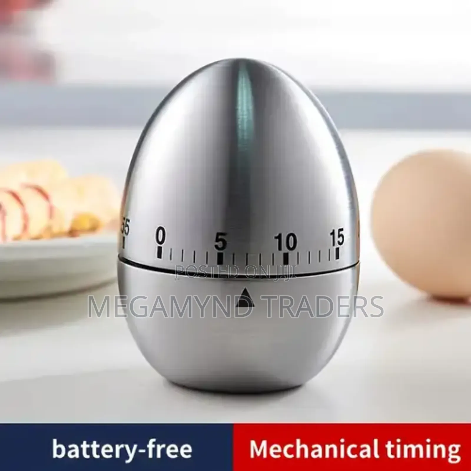 Mechanical Stainless Steel Egg Shape Timer / Kitchen Timer