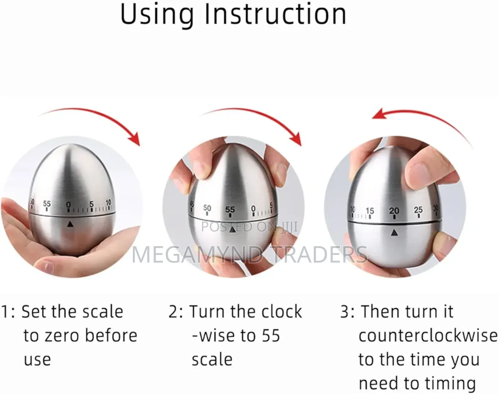 Mechanical Stainless Steel Egg Shape Timer / Kitchen Timer