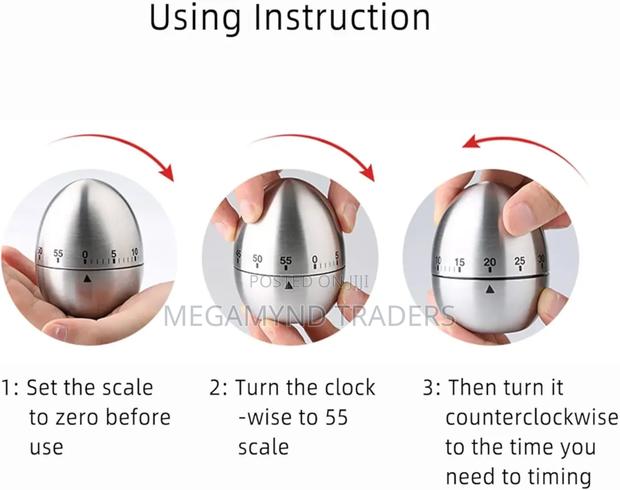 Mechanical Stainless Steel Egg Shape Timer / Kitchen Timer - thumbnail 3