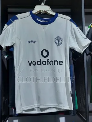 Manchester United White Vodafone Retro Jersey.