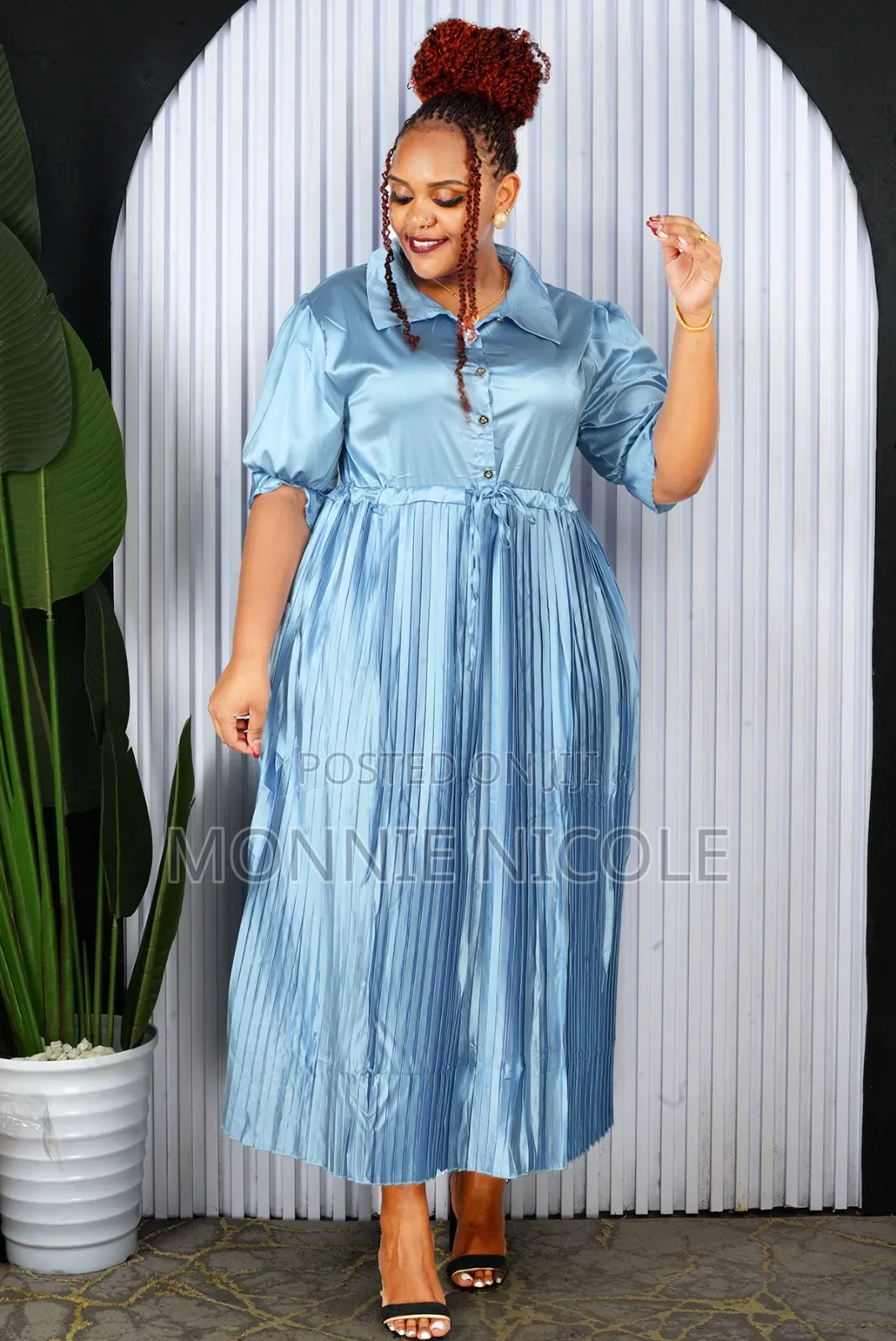 Satin Shirt-Waist Dress. Excellent Quality.