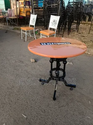 Restaurant Table, Gold Colour Top With Branding 