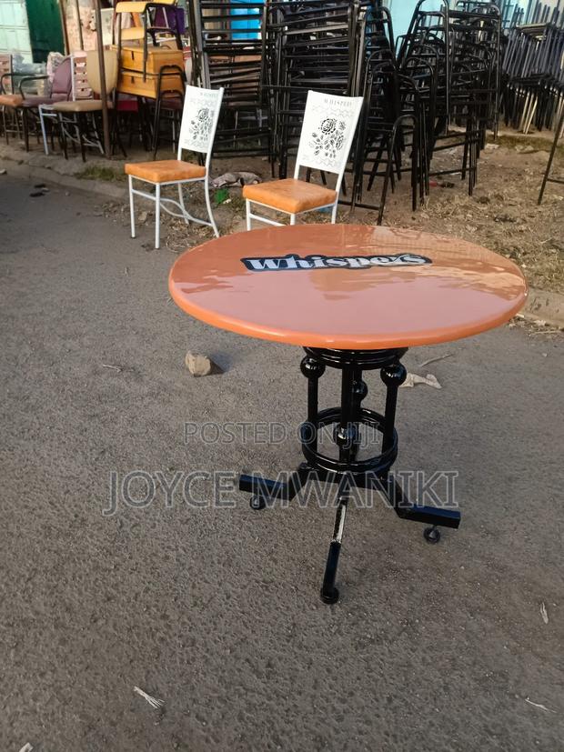 Restaurant Table, Gold Colour Top With Branding 