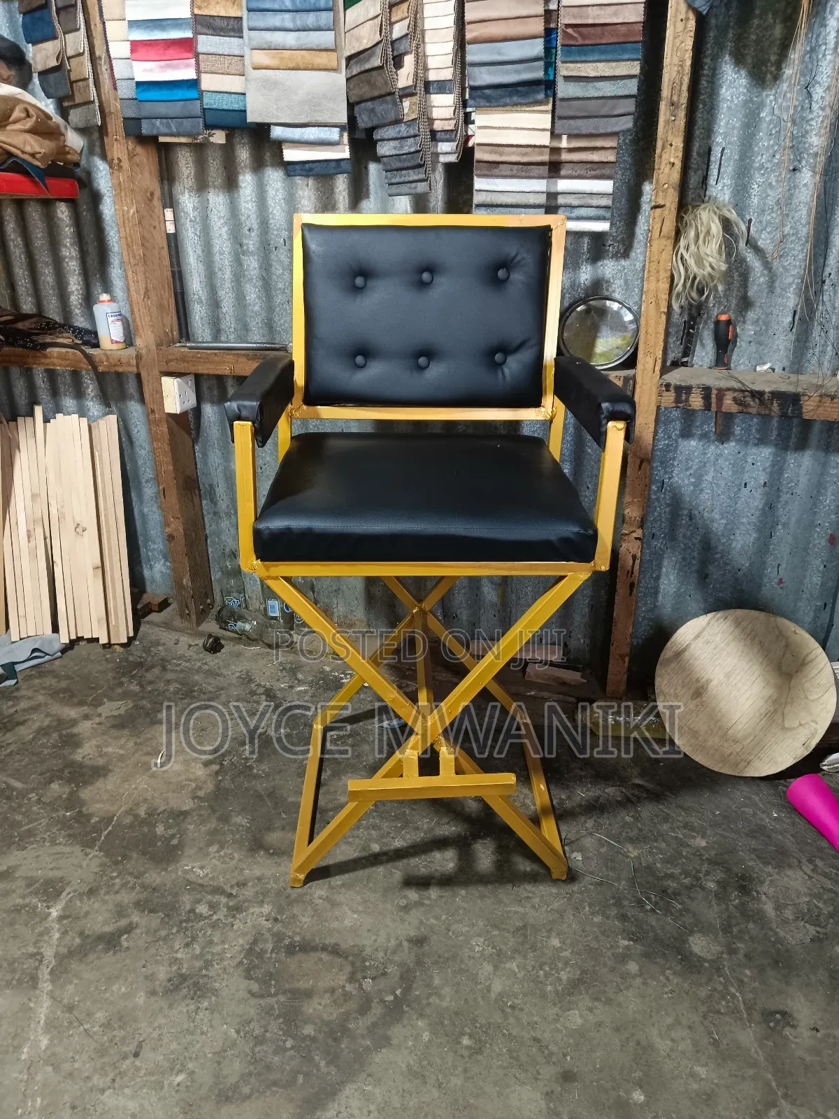 Makeup Chair, Leather Black 