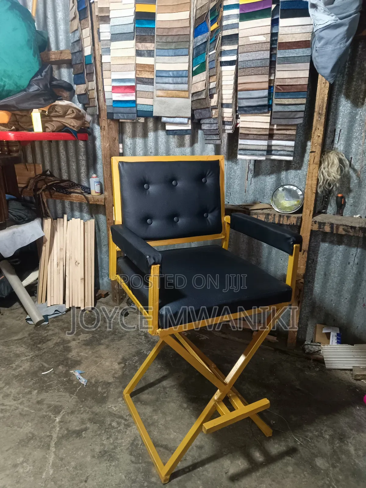 Makeup Chair, Leather Black 