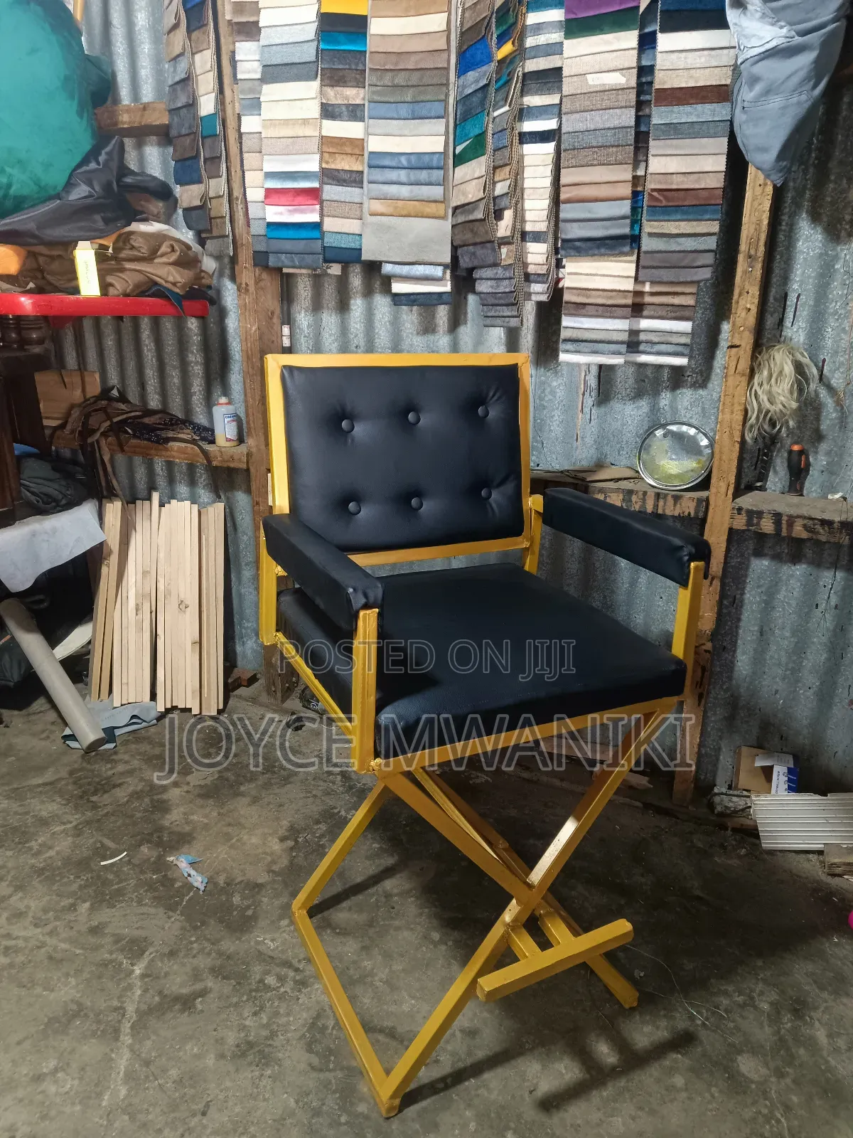 Makeup Chair, Leather Black 