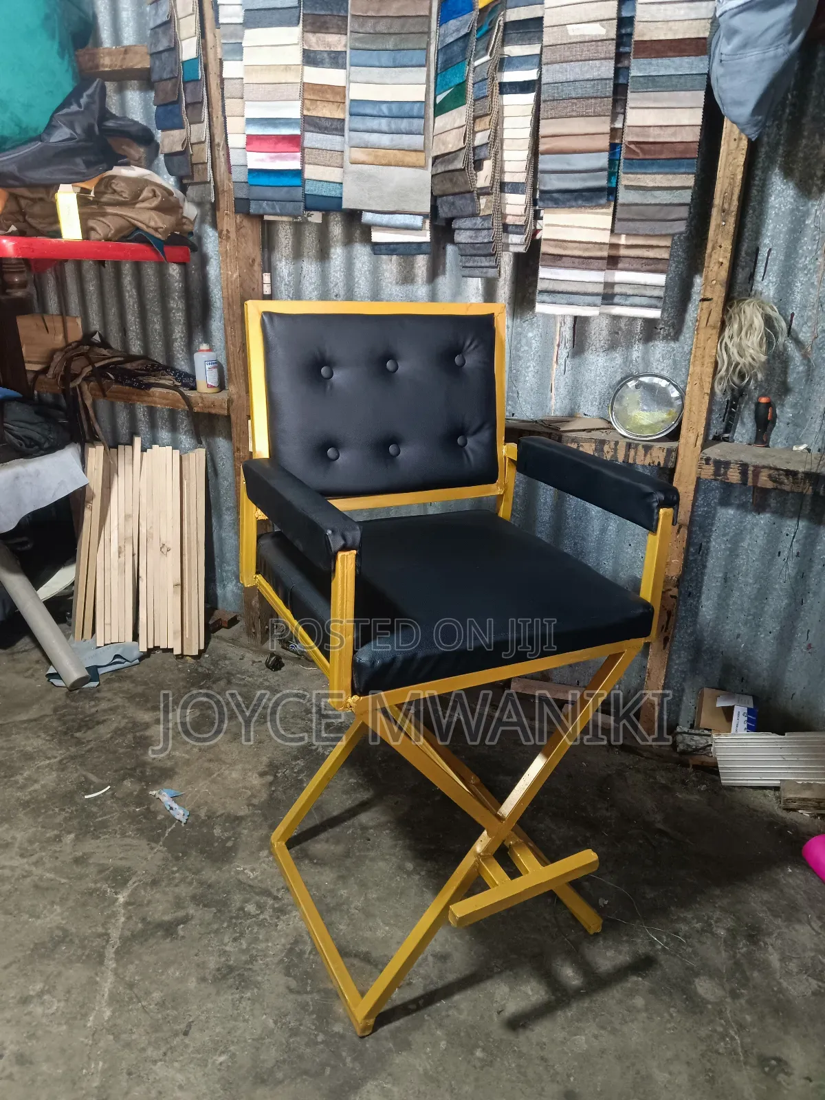 Makeup Chair, Leather Black 