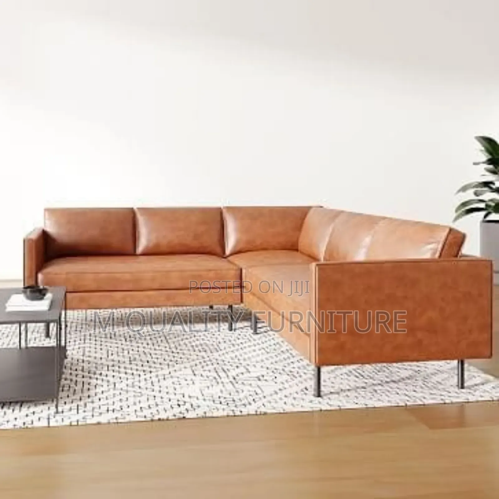 New Brown Leather Corner Modernized Sofas