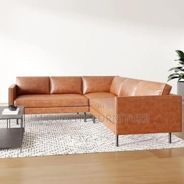New Brown Leather Corner Modernized Sofas