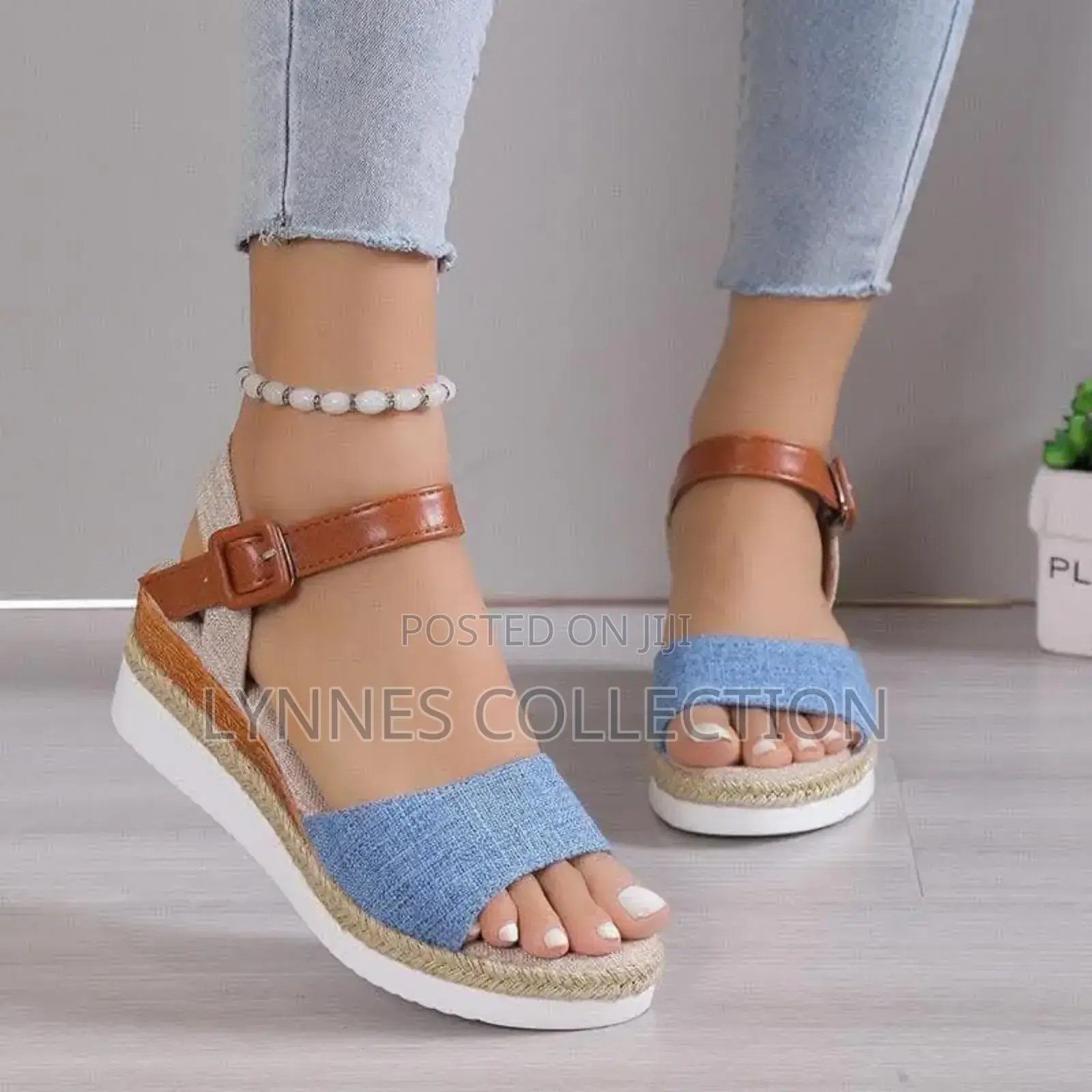 New Strapped Open Wedge, Denin Wedge