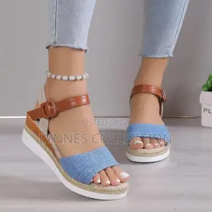New Strapped Open Wedge, Denin Wedge