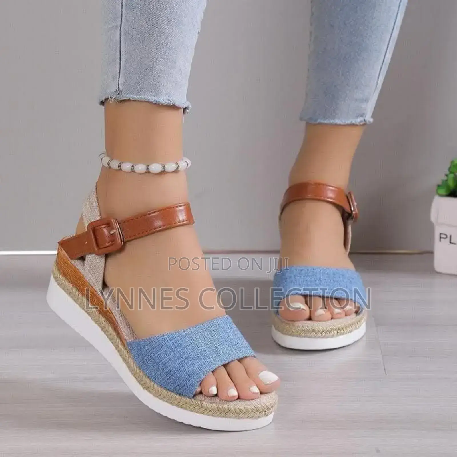 New Strapped Open Wedge, Denin Wedge