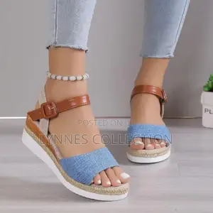 New Strapped Open Wedge, Denin Wedge