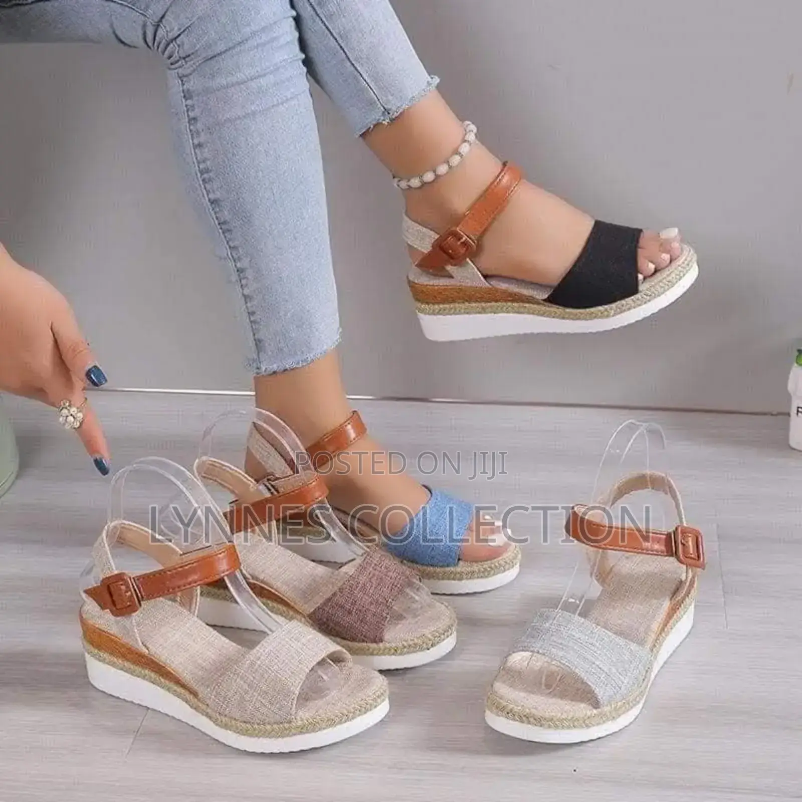 New Strapped Open Wedge, Denin Wedge