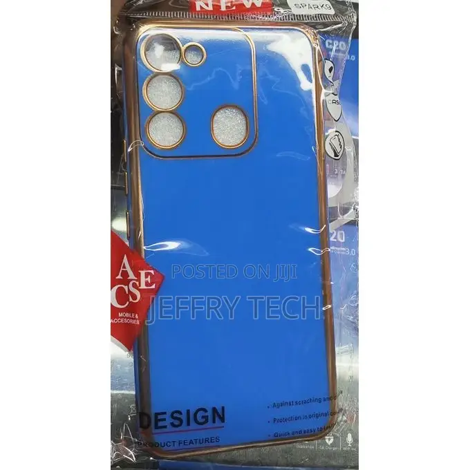 Tecno Spark 9 Blue Gold Classy Back Cover Case.