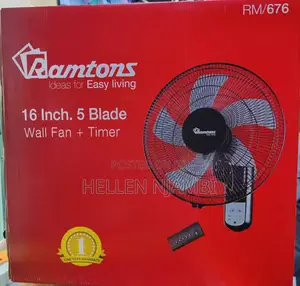 Rm/676 Ramtons 16 Inches Wall Fan 5 Blades With Remote