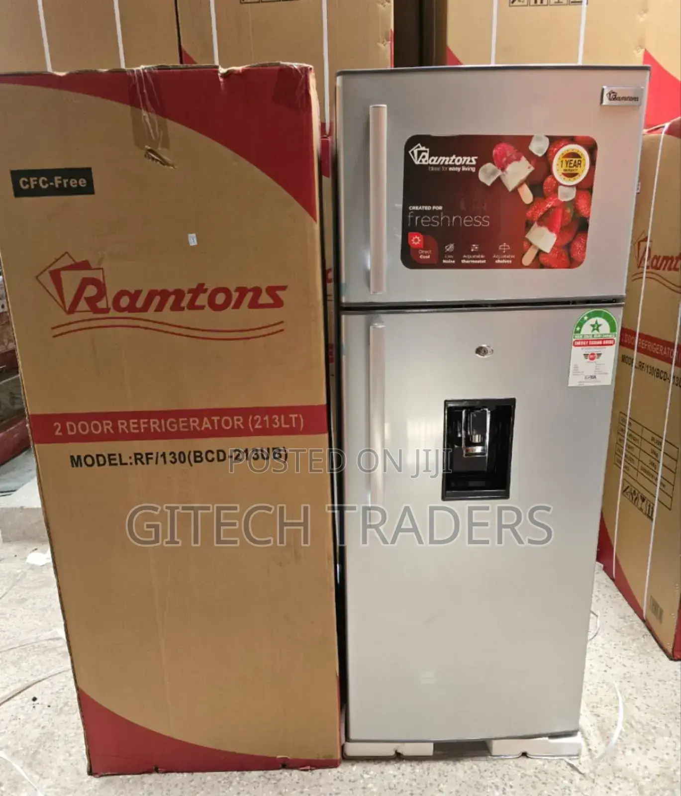 Ramtons RF/173, 2 Door Direct Cool Fridge, 128 Litr