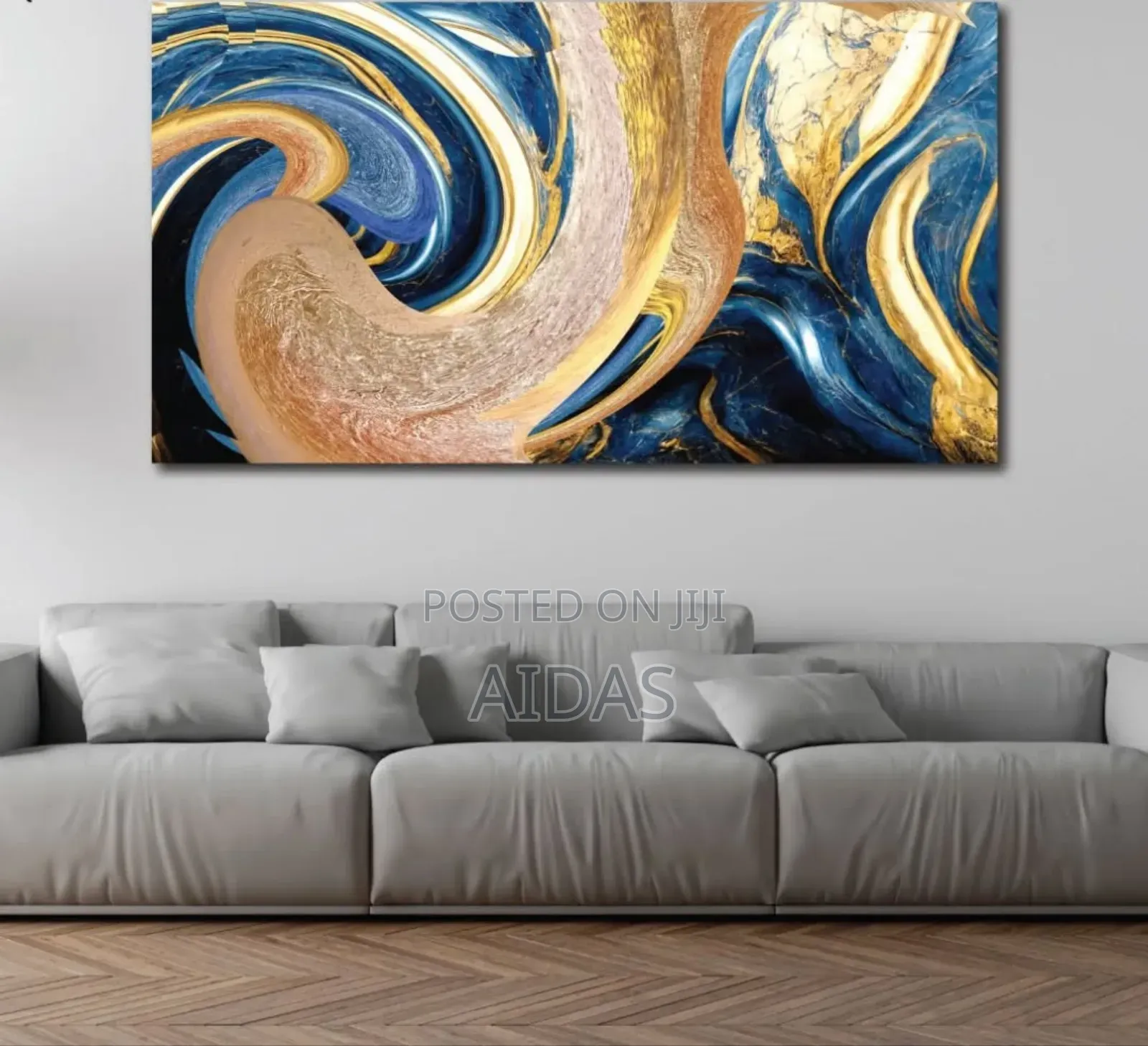 Golden Swirl Dance Digital Art on Canvas
