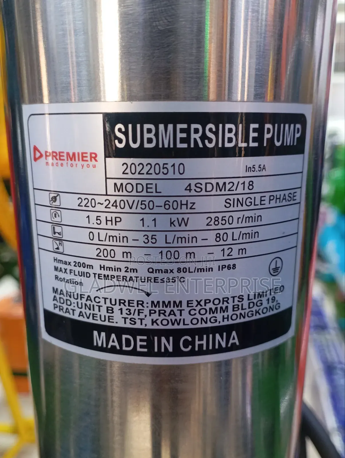1.5hp Deep Well Submassible Pump /Well Pump