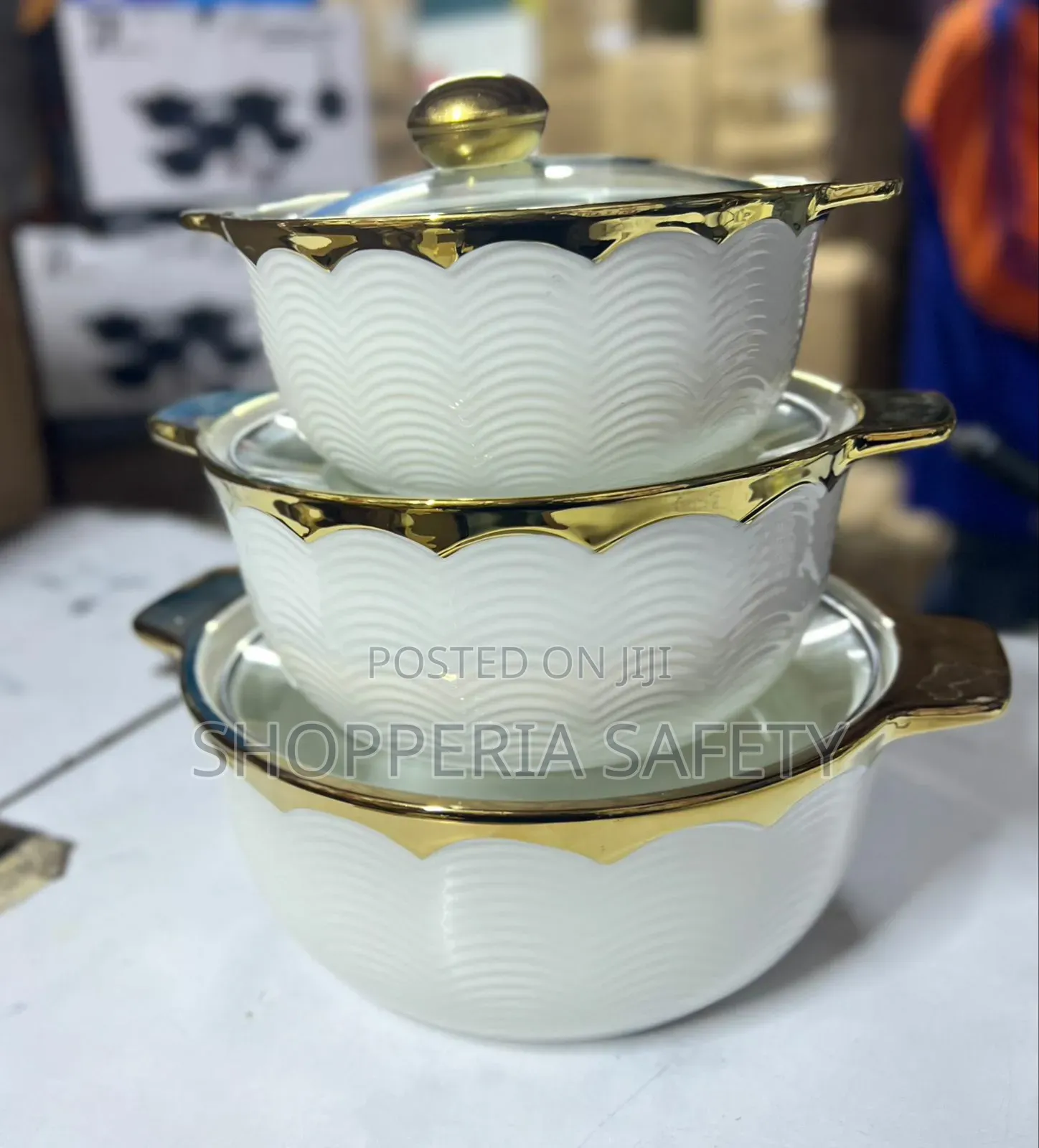 Gold Ceramic Bowls-3pcs
