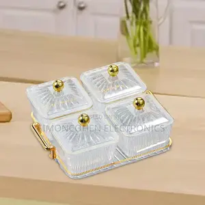 22×22cm Acrylic Tray + 4pcs 300ml Candy Storage Boxes