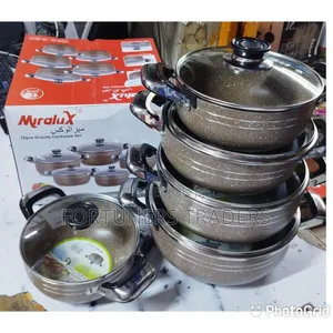 10 PCS Granite Cookware Pots- Brown Set
