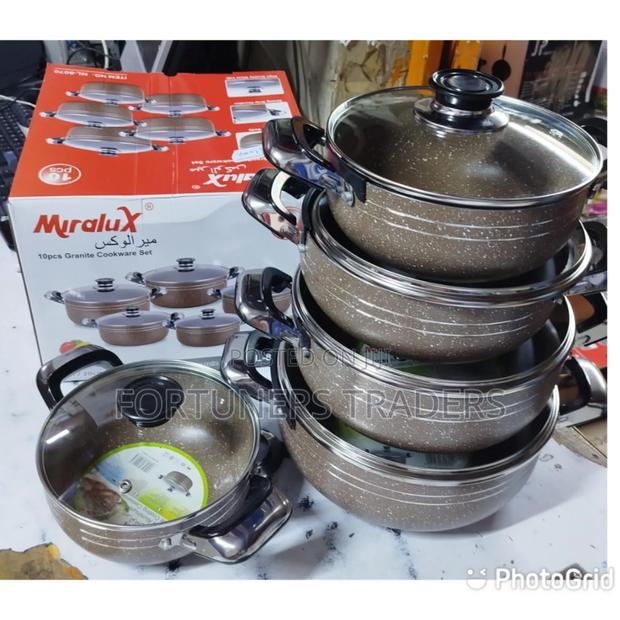10 PCS Granite Cookware Pots- Brown Set - main view