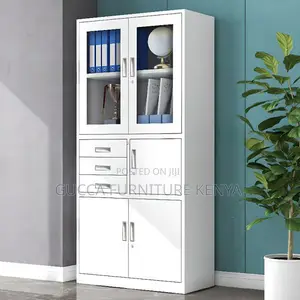 Cabinets:2-Door Metallic Display Cabinet With Safe