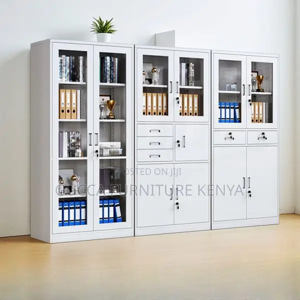 Cabinets:2-Door Metallic Display Cabinet With Safe