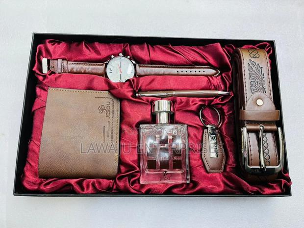 5 in 1 Brown Leather Men's Gift Set - main view