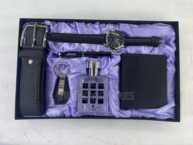 6 In 1 Black Leather Men Gift Set - main view