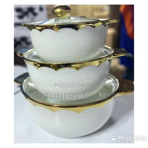 3 PCS Ceramic Pots Gold