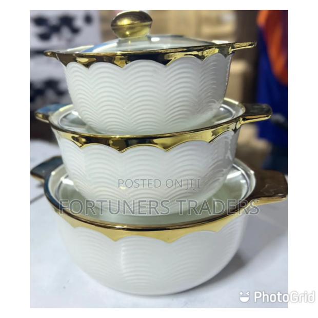 3 PCS Ceramic Pots Gold - main view