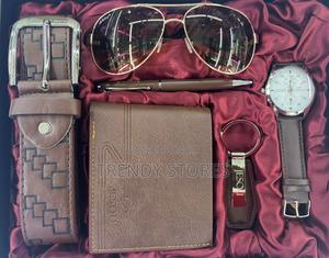 6 In 1 Brown Leather Men's Gift Set - thumbnail 2