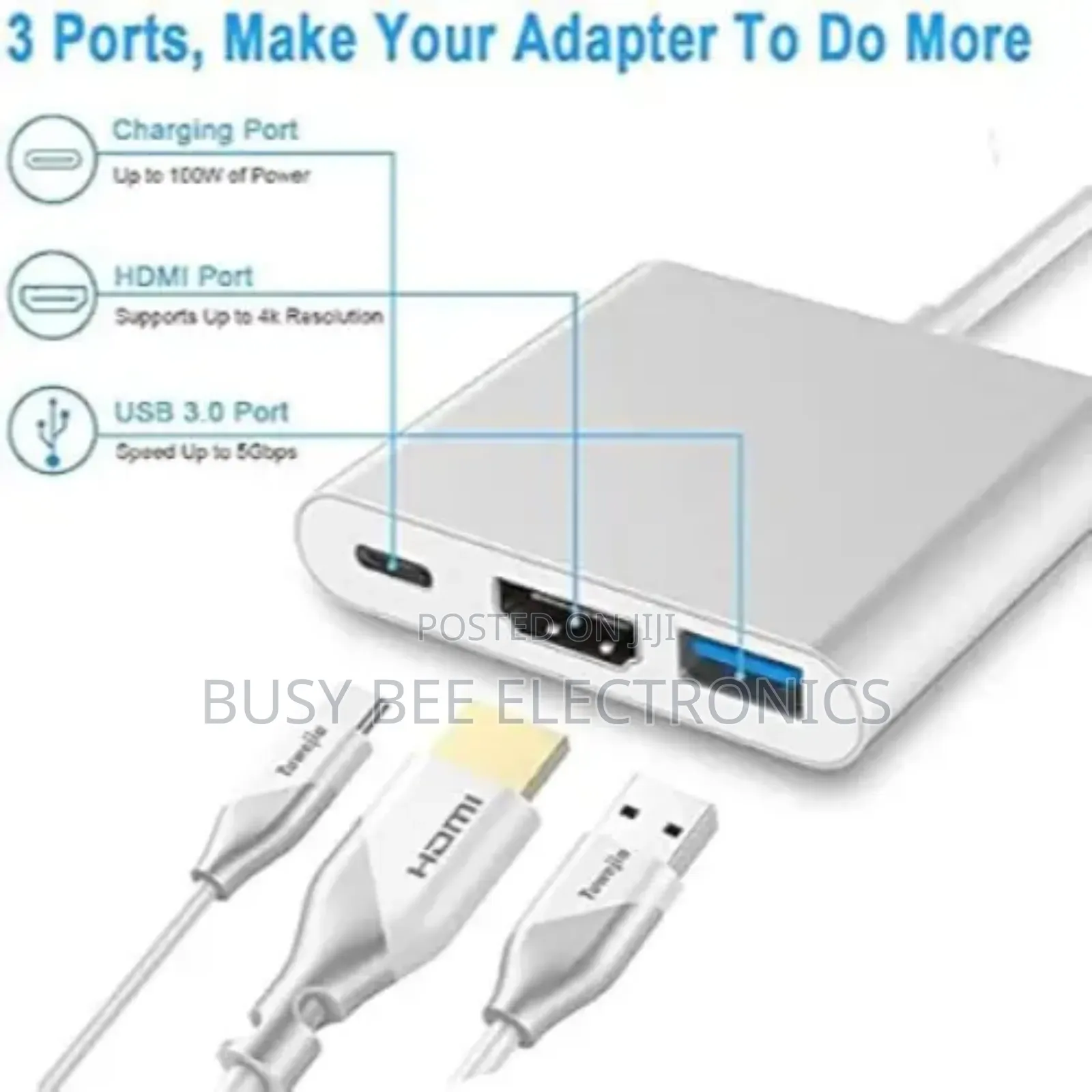 3-in-1 USB Type C to HDMI Adapter Hub