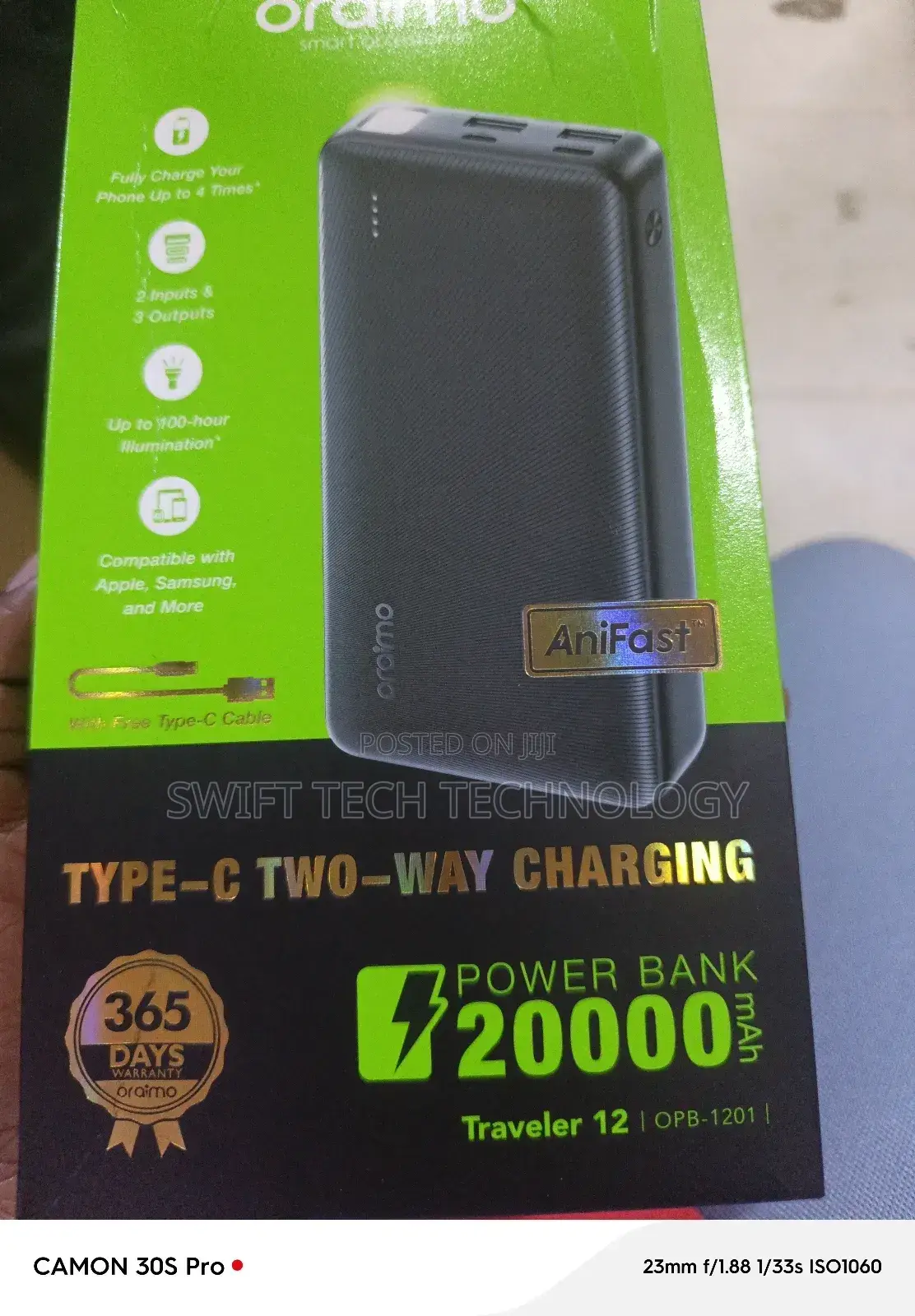 Power Bank 20,000amh With Type C Cable