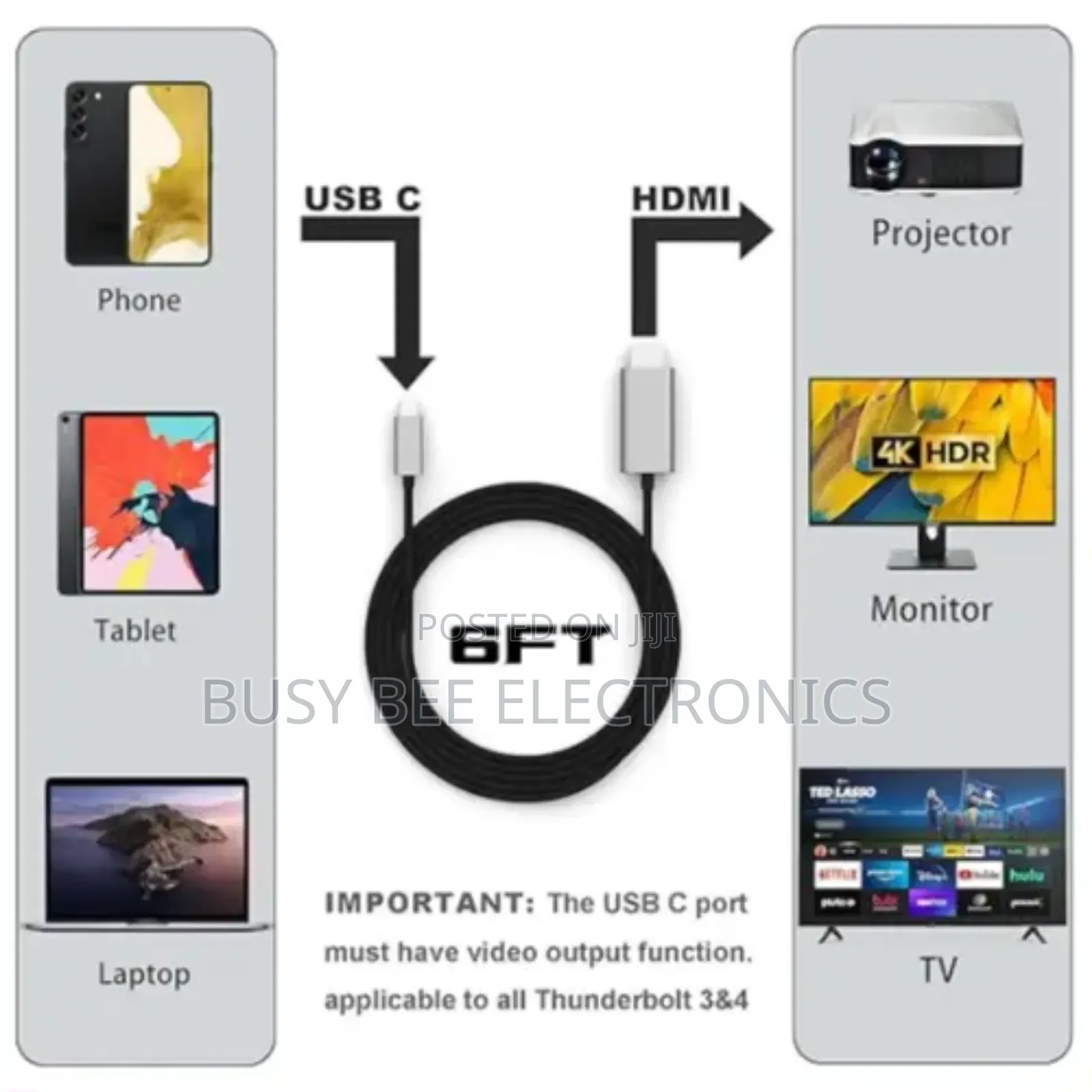Type C to Hdmi Video Adapter Cable 60hz
